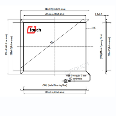 Πολυ οθόνη αφής αφής 15inch υπέρυθρη για την υψηλή ευαισθησία περίπτερων